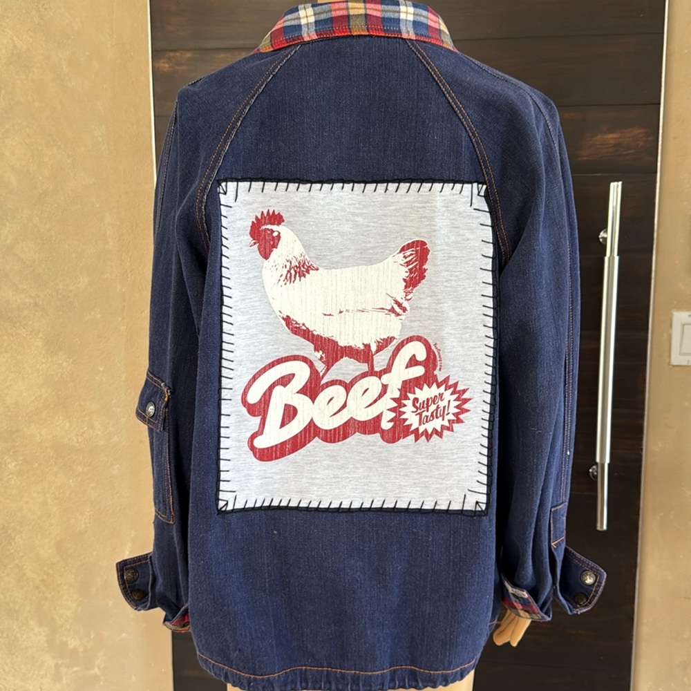 Chicken Beef Denim Jacket Size L